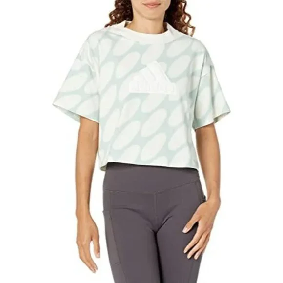 Adidas Marimekko Future Icon 3-Stripes T-Shirt Cropped Black Cloud Loose Size L - Picture 2 of 5